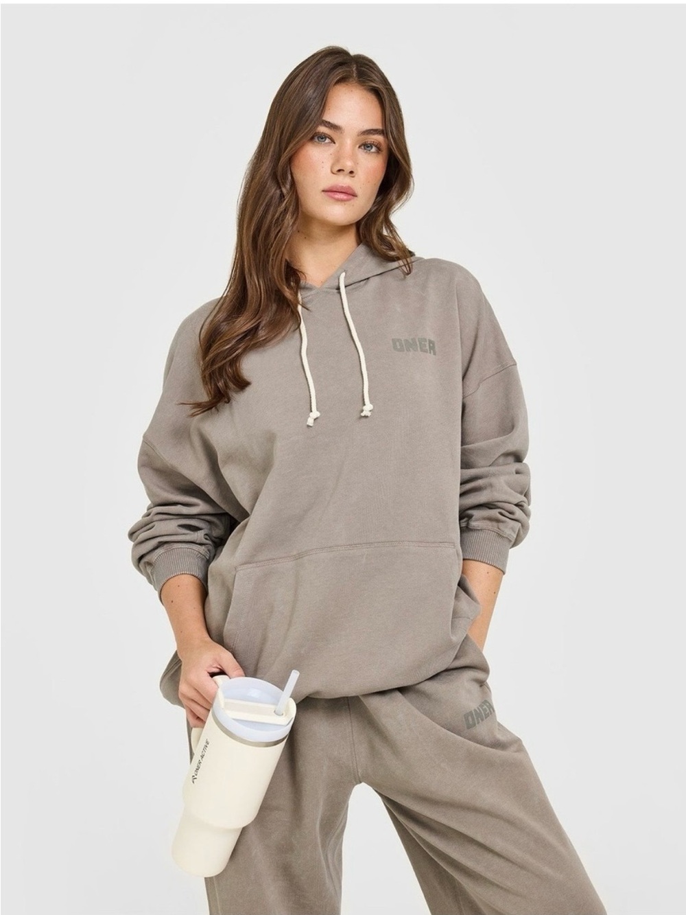 Oner Active Women's Hooded Pullover in Taupe